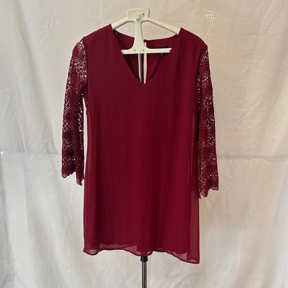 Jodi Kristopher Burgundy Long Sleeve Dress